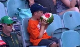 吃瓜群众吃西瓜看戏场面,吃瓜群众西瓜戏场一幕